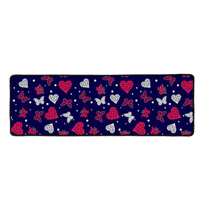 Girly Heart And Butterfly Pattern Print Long Kitchen Mat