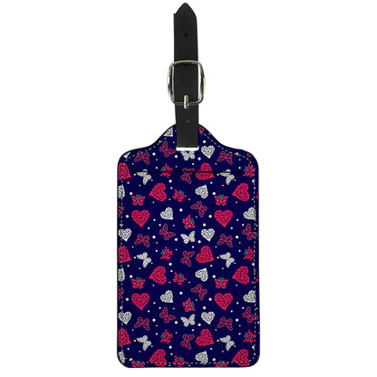 Girly Heart And Butterfly Pattern Print Luggage Tag
