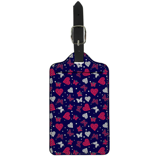 Girly Heart And Butterfly Pattern Print Luggage Tag