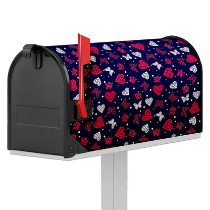 Girly Heart And Butterfly Pattern Print Mailbox Cover