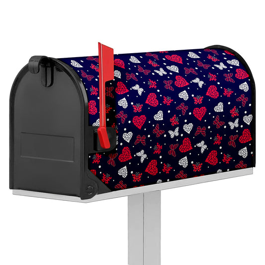 Girly Heart And Butterfly Pattern Print Mailbox Cover