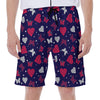 Girly Heart And Butterfly Pattern Print Men's Beach Shorts