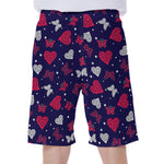Girly Heart And Butterfly Pattern Print Men's Beach Shorts