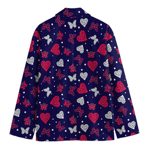 Girly Heart And Butterfly Pattern Print Men's Blazer