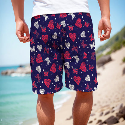 Girly Heart And Butterfly Pattern Print Men's Cargo Shorts