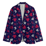 Girly Heart And Butterfly Pattern Print Men's Cotton Blazer