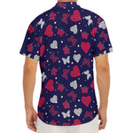 Girly Heart And Butterfly Pattern Print Men's Deep V-Neck Shirt