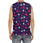Girly Heart And Butterfly Pattern Print Men's Fitness Tank Top