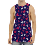 Girly Heart And Butterfly Pattern Print Men's Muscle Tank Top