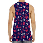 Girly Heart And Butterfly Pattern Print Men's Muscle Tank Top