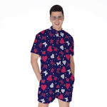 Girly Heart And Butterfly Pattern Print Men's Rompers
