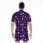 Girly Heart And Butterfly Pattern Print Men's Rompers