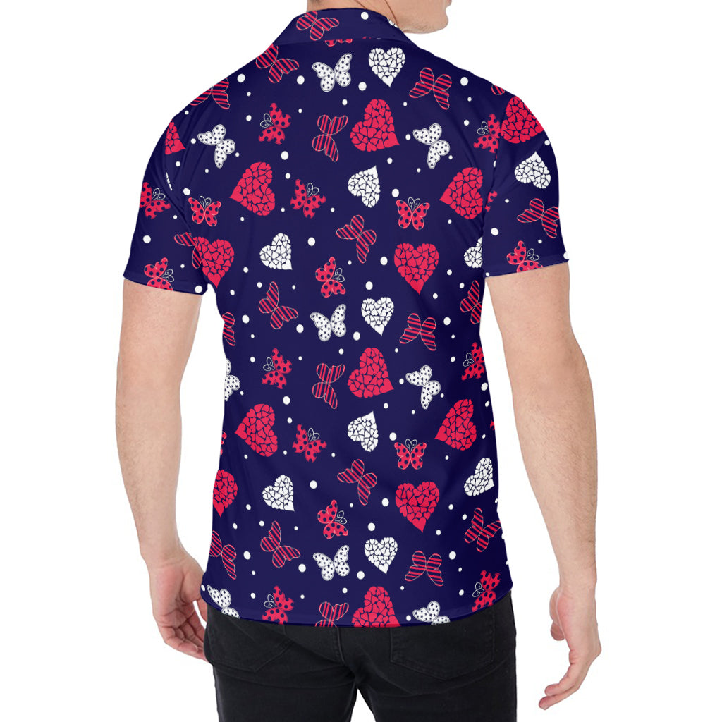Girly Heart And Butterfly Pattern Print Men's Shirt