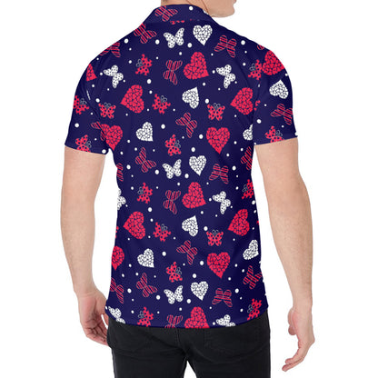 Girly Heart And Butterfly Pattern Print Men's Shirt