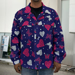 Girly Heart And Butterfly Pattern Print Men's Shirt Jacket