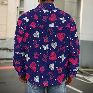 Girly Heart And Butterfly Pattern Print Men's Shirt Jacket