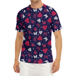 Girly Heart And Butterfly Pattern Print Men's Short Sleeve Rash Guard