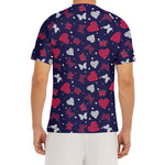 Girly Heart And Butterfly Pattern Print Men's Short Sleeve Rash Guard