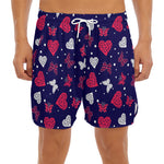 Girly Heart And Butterfly Pattern Print Men's Split Running Shorts