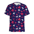 Girly Heart And Butterfly Pattern Print Men's Athletic T-Shirt