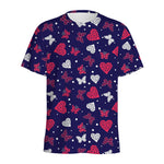 Girly Heart And Butterfly Pattern Print Men's Sports T-Shirt
