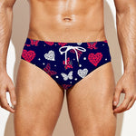 Girly Heart And Butterfly Pattern Print Men's Swim Briefs