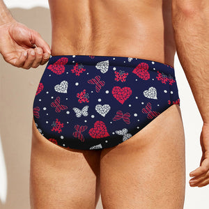 Girly Heart And Butterfly Pattern Print Men's Swim Briefs