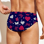 Girly Heart And Butterfly Pattern Print Men's Swim Briefs