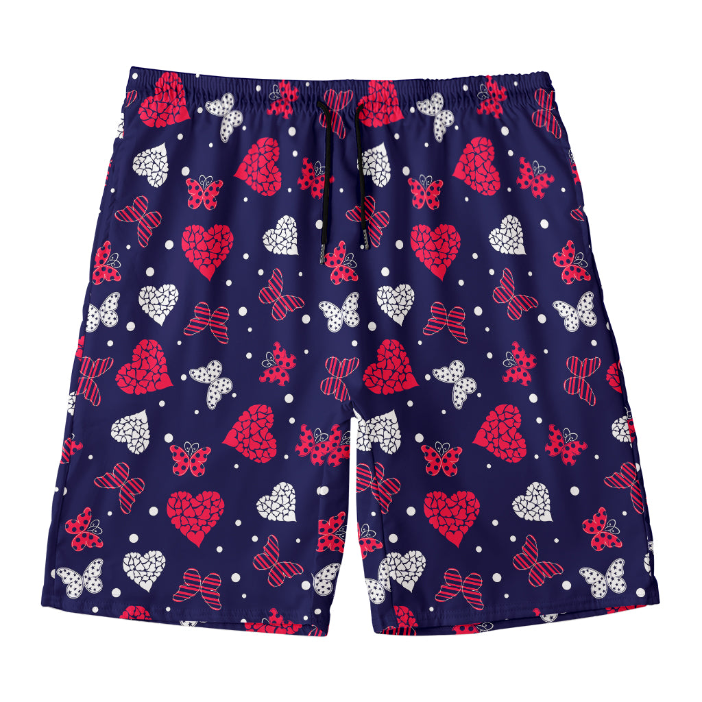 Girly Heart And Butterfly Pattern Print Men's Swim Trunks