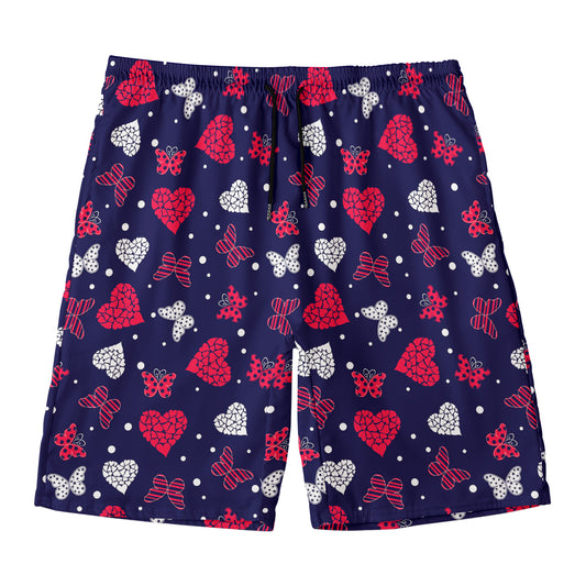 Girly Heart And Butterfly Pattern Print Men's Swim Trunks