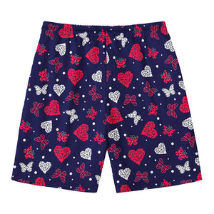 Girly Heart And Butterfly Pattern Print Men's Swim Trunks