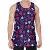 Girly Heart And Butterfly Pattern Print Men's Velvet Tank Top