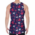 Girly Heart And Butterfly Pattern Print Men's Velvet Tank Top