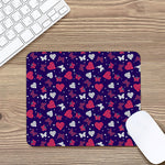 Girly Heart And Butterfly Pattern Print Mouse Pad