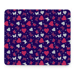 Girly Heart And Butterfly Pattern Print Mouse Pad