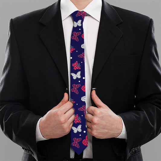Girly Heart And Butterfly Pattern Print Necktie
