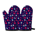Girly Heart And Butterfly Pattern Print Oven Mitts