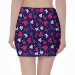 Girly Heart And Butterfly Pattern Print Pencil Mini Skirt
