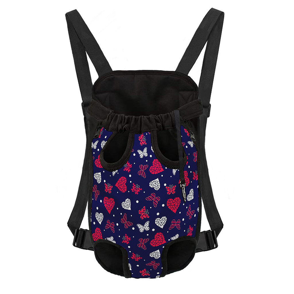 Girly Heart And Butterfly Pattern Print Pet Carrier Backpack