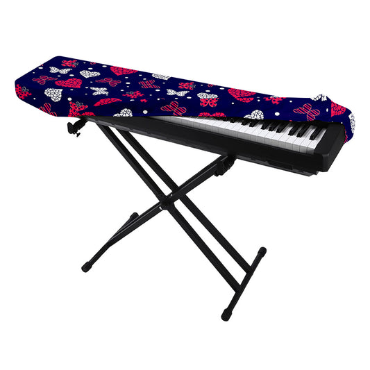 Girly Heart And Butterfly Pattern Print Piano Keyboard Cover