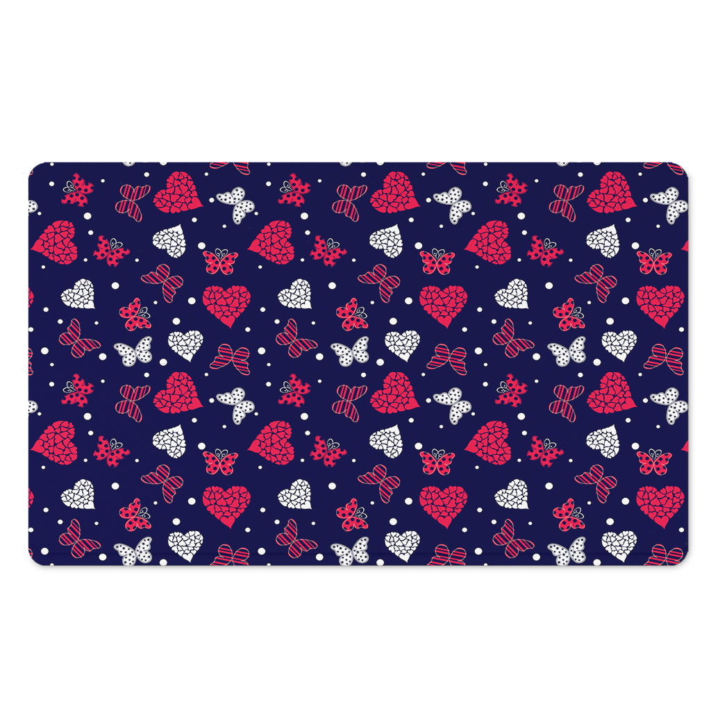Girly Heart And Butterfly Pattern Print Polyester Doormat