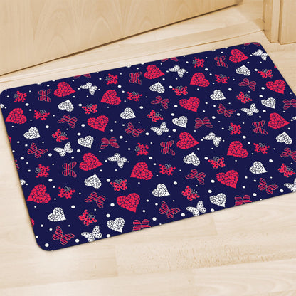 Girly Heart And Butterfly Pattern Print Polyester Doormat