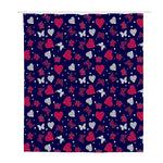 Girly Heart And Butterfly Pattern Print Polyester Shower Curtain