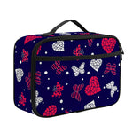 Girly Heart And Butterfly Pattern Print Portable Lunch Bag