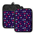 Girly Heart And Butterfly Pattern Print Pot Holders With Pocket
