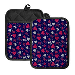 Girly Heart And Butterfly Pattern Print Pot Holders With Pocket