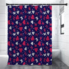 Girly Heart And Butterfly Pattern Print Premium Shower Curtain