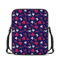 Girly Heart And Butterfly Pattern Print Rectangular Crossbody Bag