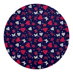 Girly Heart And Butterfly Pattern Print Round Blanket