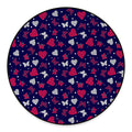 Girly Heart And Butterfly Pattern Print Round Floor Mat